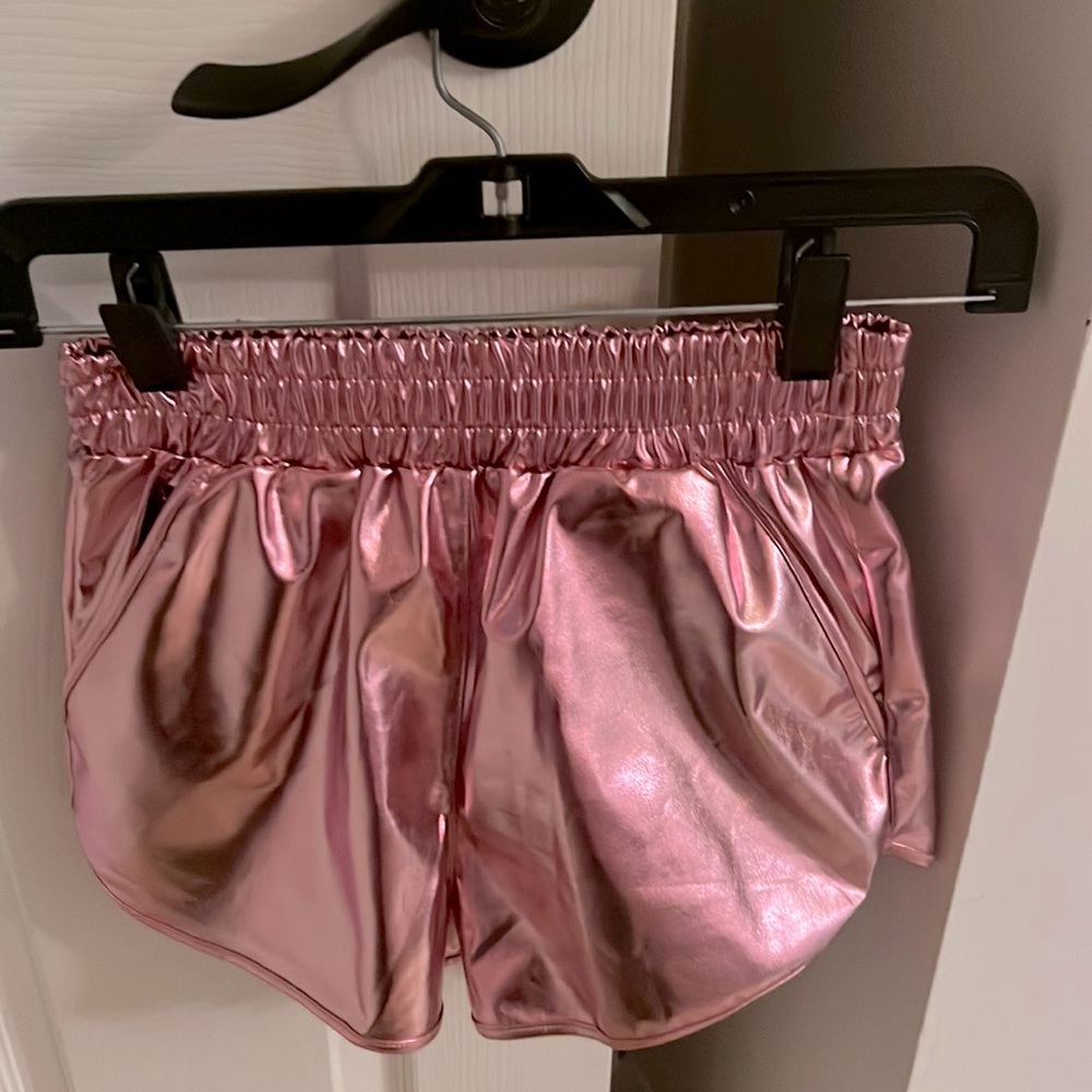 Pink holographic women’s shorts